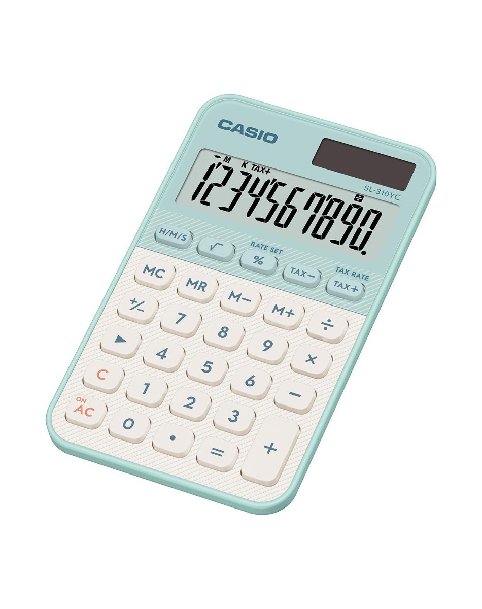 Taskukalkulaator Casio SL-310YC-LG heleroheline - 10 kohaline, tava- ja päikesepatarei, Casio loogika