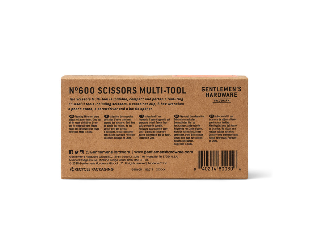 GENTLEMEN'S HARDWARE MULTITÖÖRIIST SCISSORS, 11-IN-1