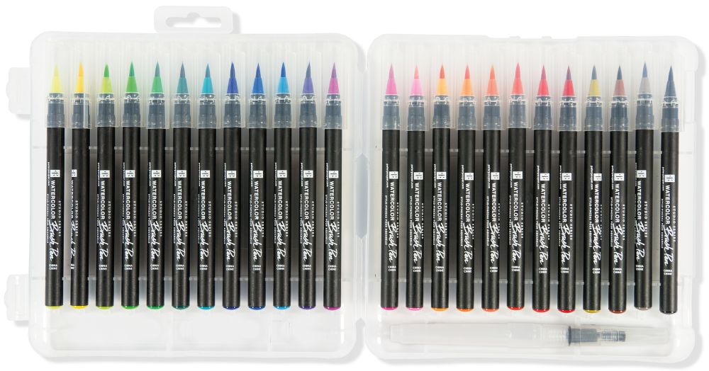 Studio Series vesivärvi pintselpliiatsid Watercolor Brush Pens, 24 värvi