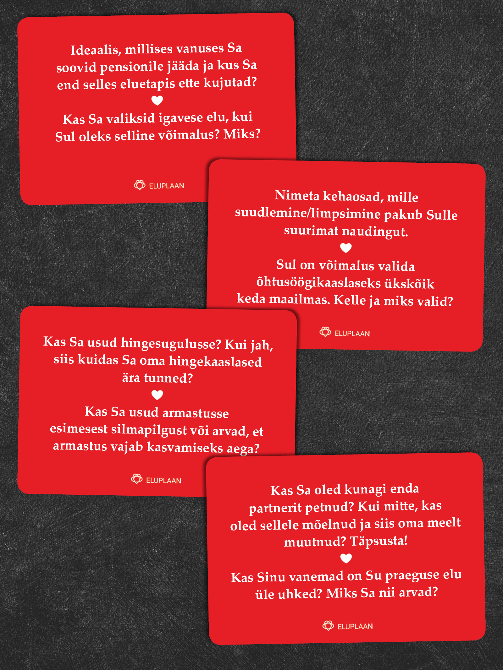 Vestluskaardid paaridele Partner usaldus