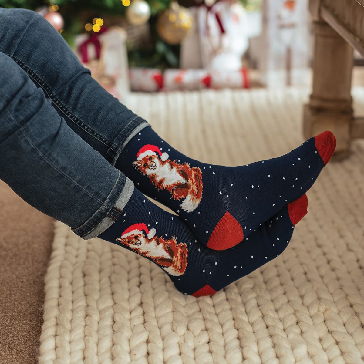 Wrendale meeste sokid Festive Fox, 40-46