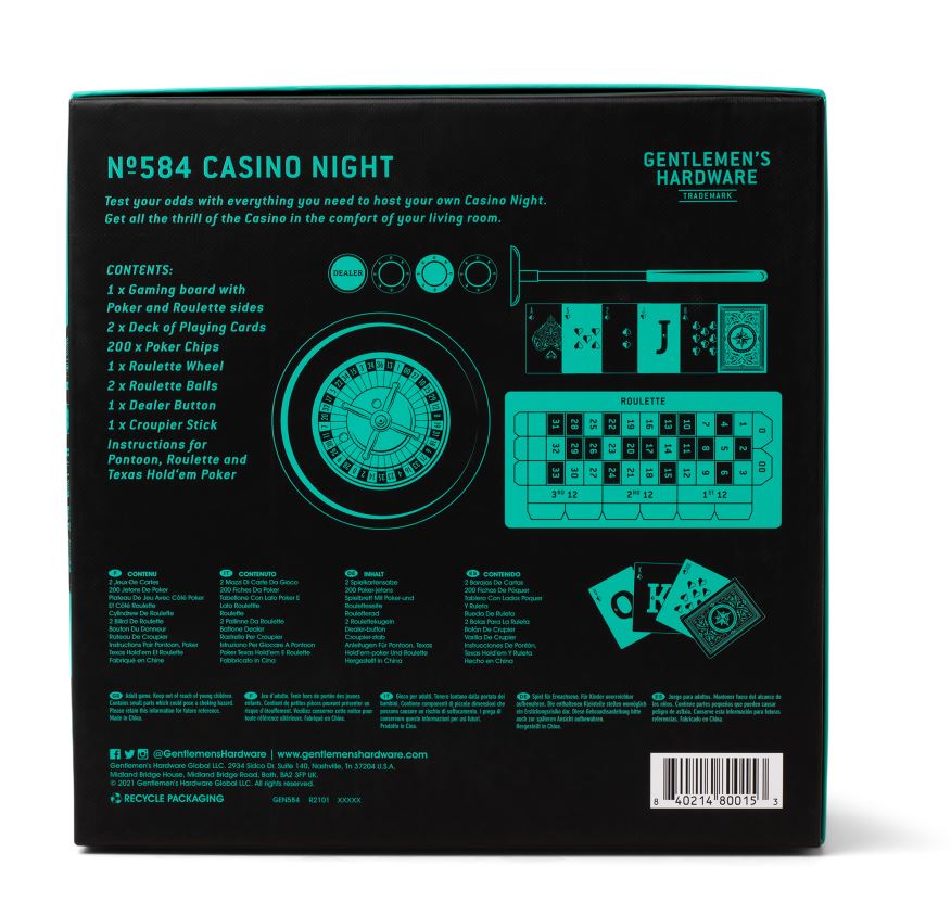 Gentlemen's Hardware lauamängud Casino Night, 3-in-1