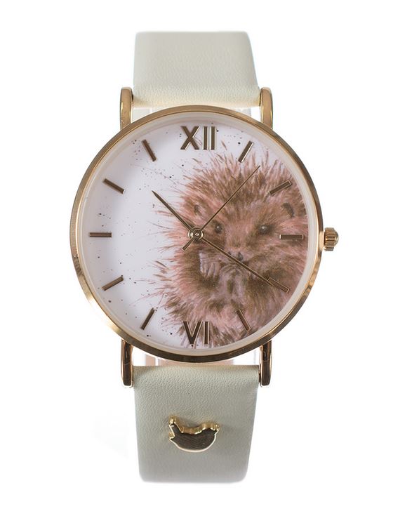 Wrendale käekell Hedgehog Awakening, Green Vegan Leather Strap