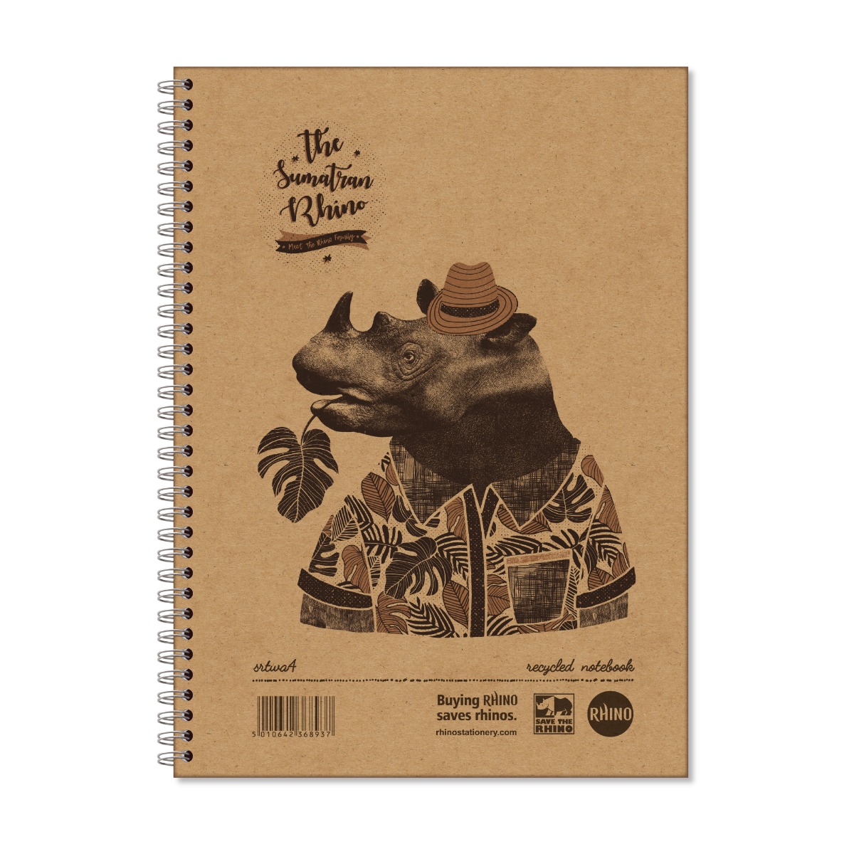 Kaustik A4 80l. joon, Save The Rhino, kõva kaanega