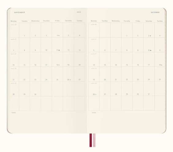 Moleskine 2026-27 18M Weekly Notebook Large Hard Cover, Sakura