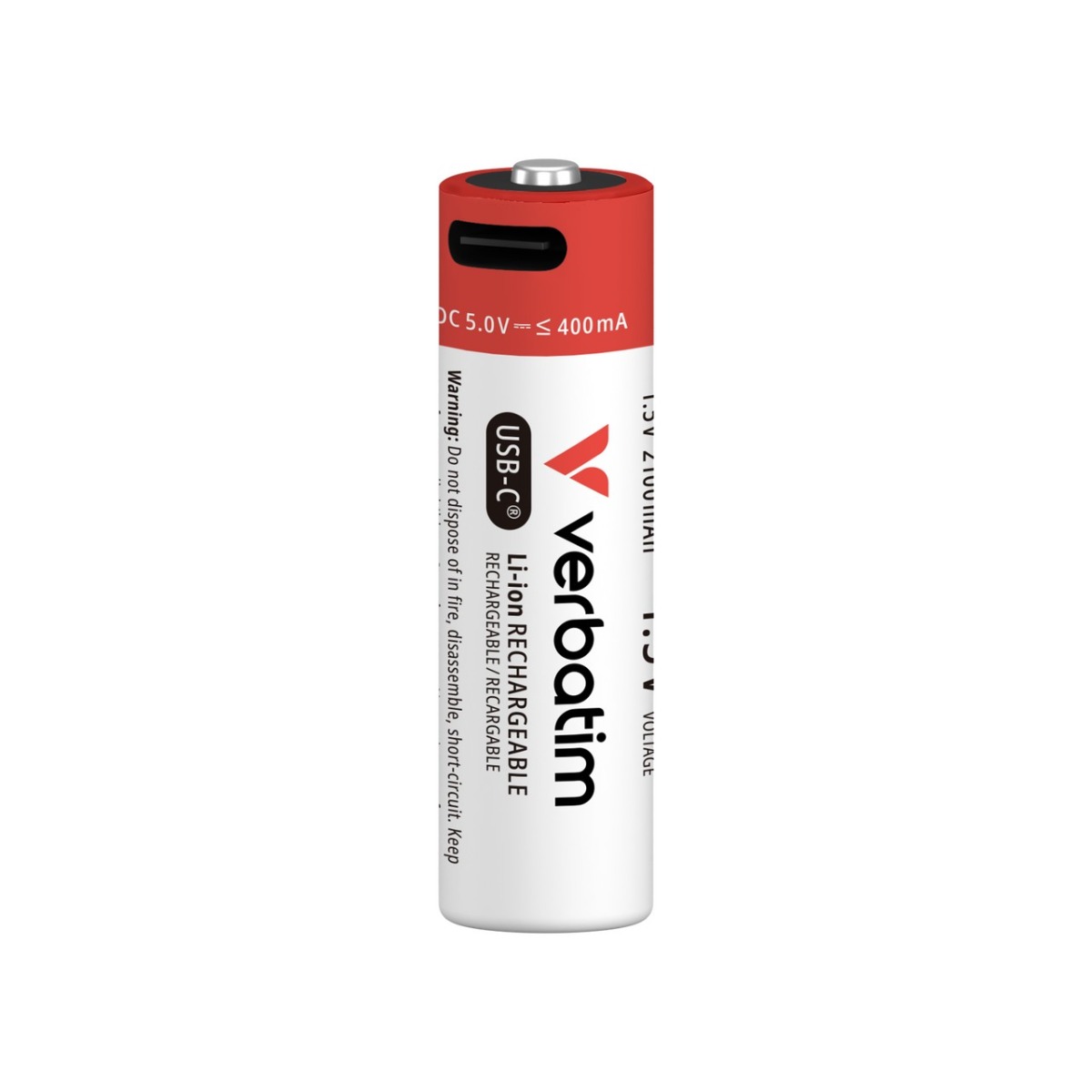 Akupatareid Verbatim AA USB-C pesaga, 4 akupatareid 2100mAh ja usb-c laadimiskaabel