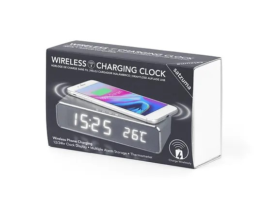 Lauakell Satzuma Wireless Charging Clock, juhtmevaba laadimisalusega