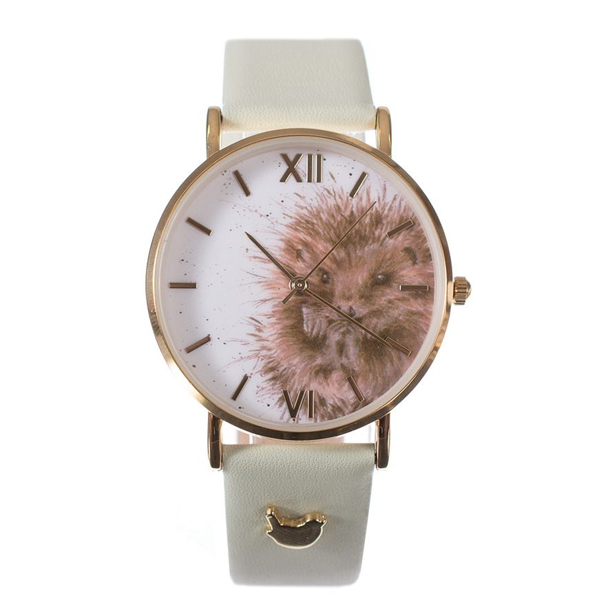 Wrendale käekell Hedgehog Awakening, Green Leather Strap