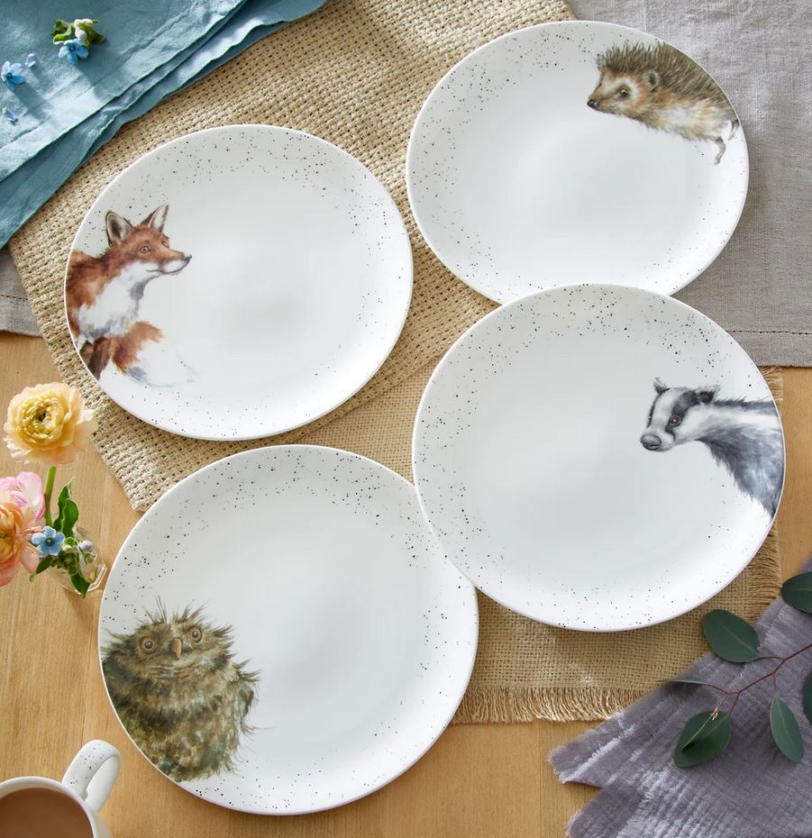Wrendale praetaldrikute komplekt 4tk: Badger, Fox, Owl & Hedgehog, 26.7cm