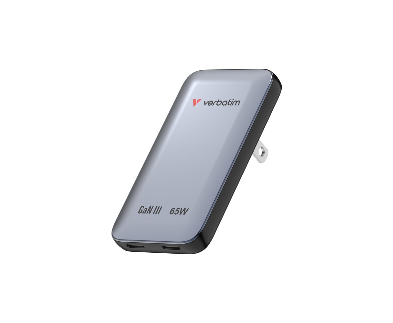 USB-laadija seinapesasse Verbatim Essentials Slim GaN Wall Charger 65W US/EU/UK-seinapistikud - Hall, kokkuklapitav