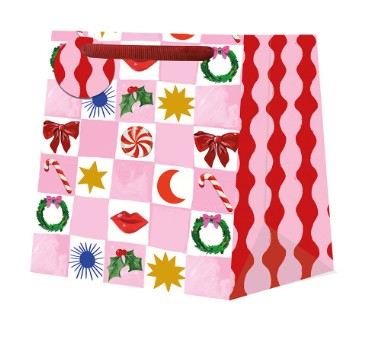 Kinkekott EL Kissmas Checkerboard, Small Square 15cm x 15cm x 10cm