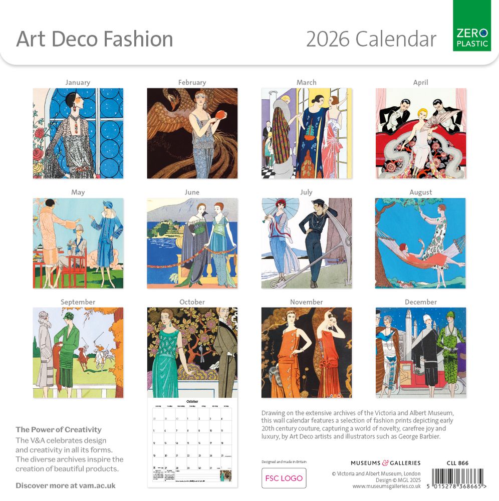 2026 seinakalender Art Deco Fashion, 30x30cm