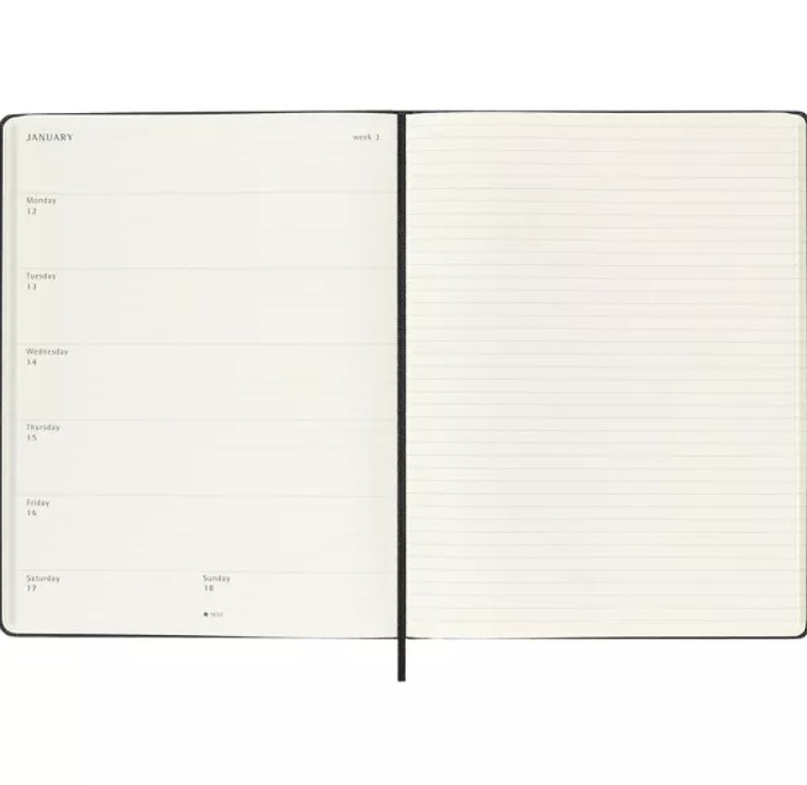 2025-26 Moleskine 18M Weekly Notebook Hard Cover Black, XL