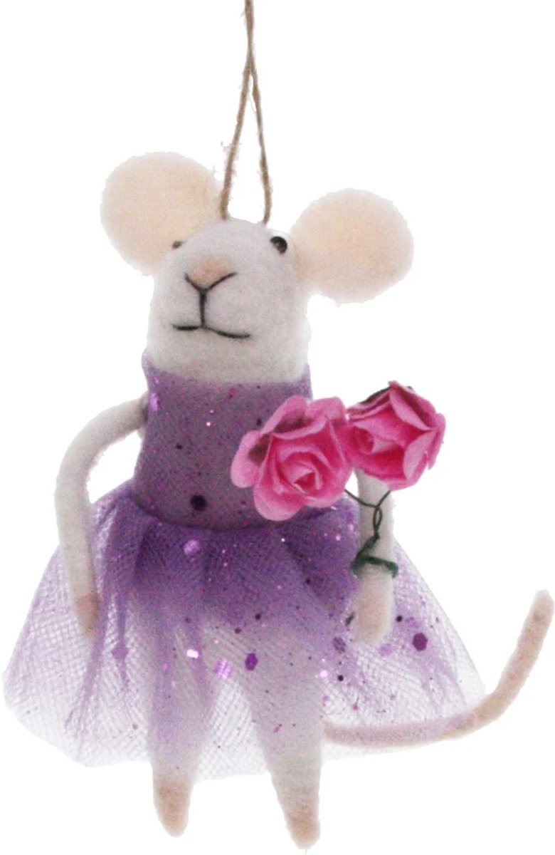 Rippuv kaunistus Mouse with dress and roses