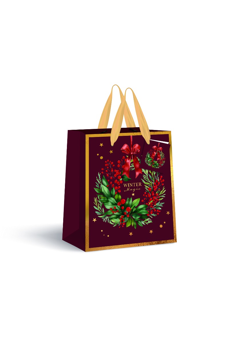 Kinkekott Christmas Burgundy 190g 33x46x13cm Interdruk
