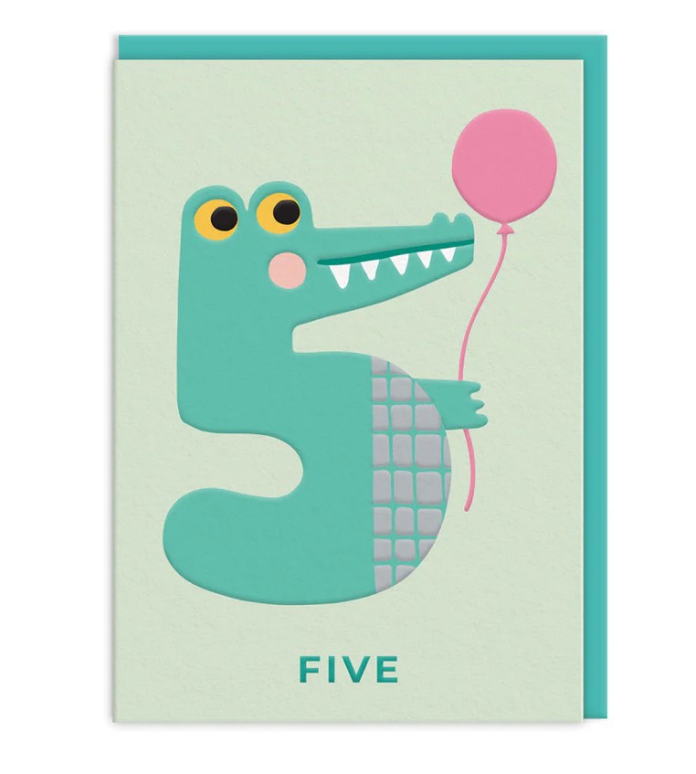 Õnnitluskaart Age 5 Crocodile
