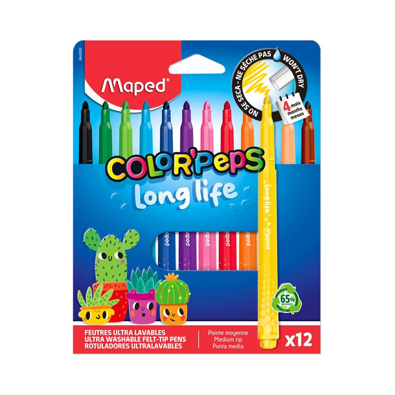 Viltpliiatsid Color Peps Long Life 2 12värvi, Maped