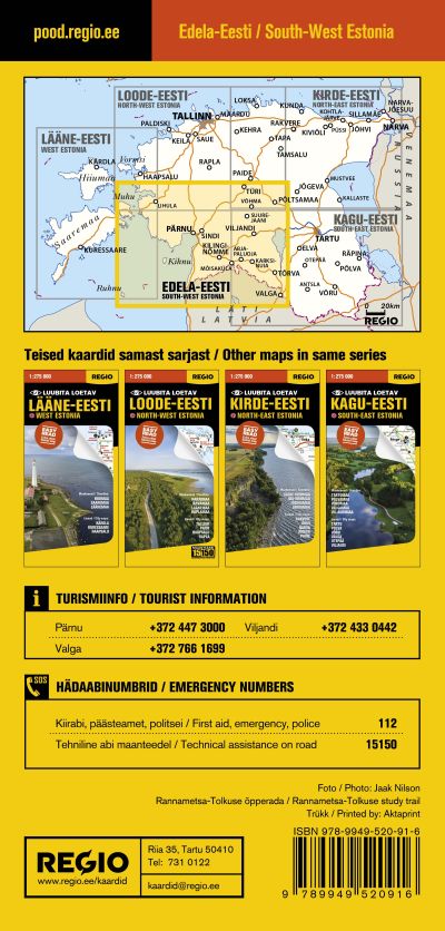 REGIO EDELA-EESTI TURISMIKAART 1:275 000