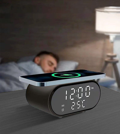 Lauakell Satzuma Wireless Charging Clock, juhtmevaba laadimisalusega