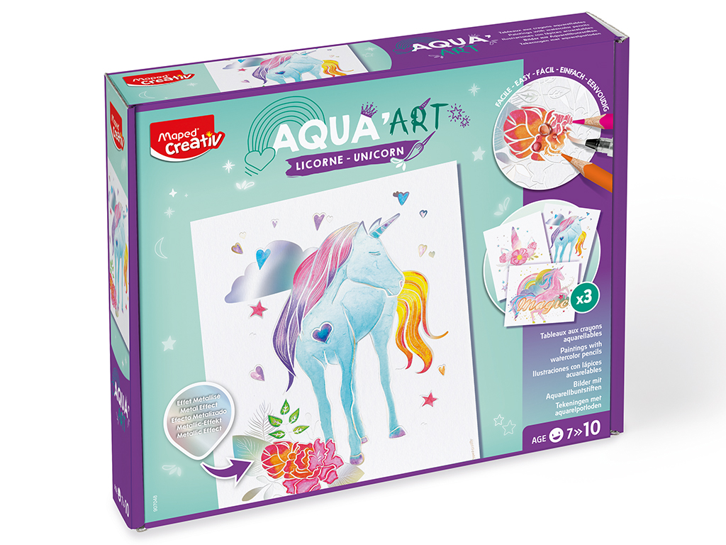 Piltide värvimise komplekt Maped Creativ Aqua Art Unicorns
