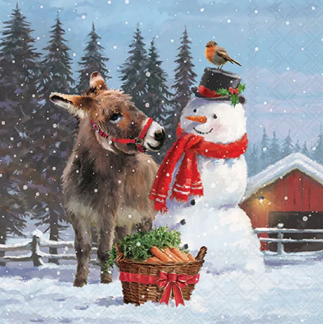 Lauasalvrätikud Donkey with Snowman, 20 tk