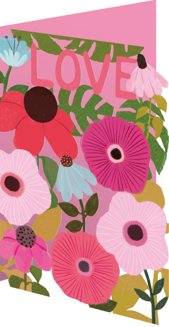 Õnnitluskaart Pink Coneflowers, Lasercut