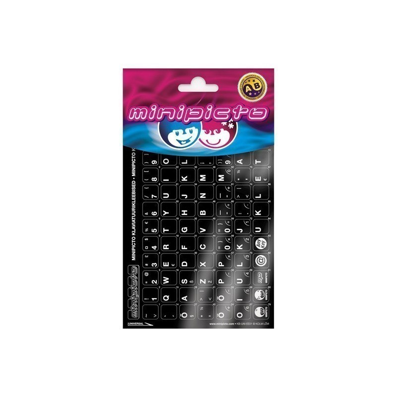 Klaviatuurikleebis must/valge EK universaalne matt must taust/valge tähestik KB-UNI-EE01-BLK (KB-EE-LAP01BLK)