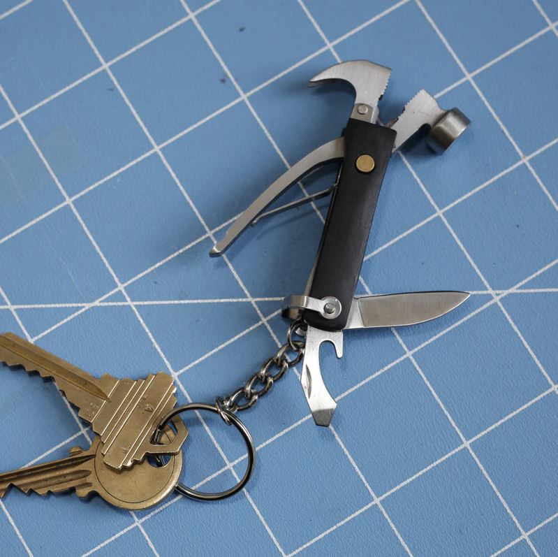 Multitööriist-võtmehoidja haamer 7-in-1 Black Wood Mini Hammer