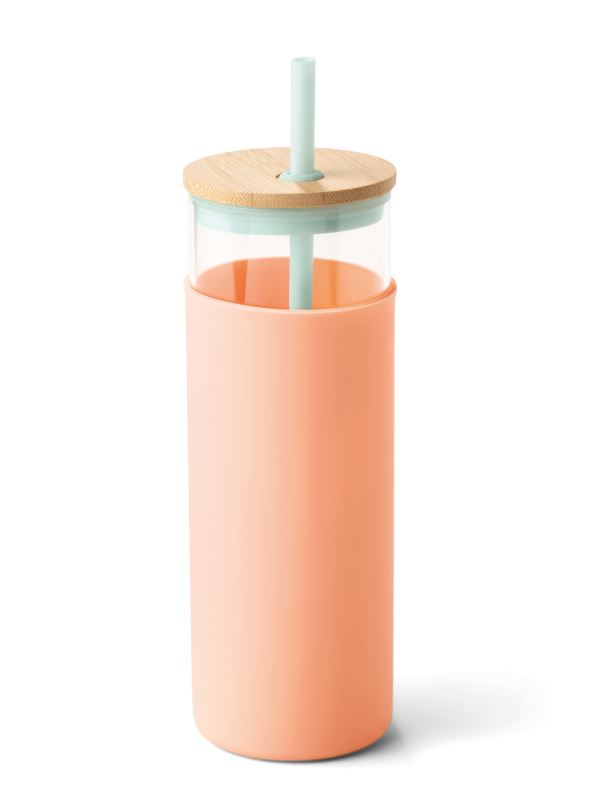 DesignWorks Ink klaasist joogitops kõrrega Mint/Peach, 650ml