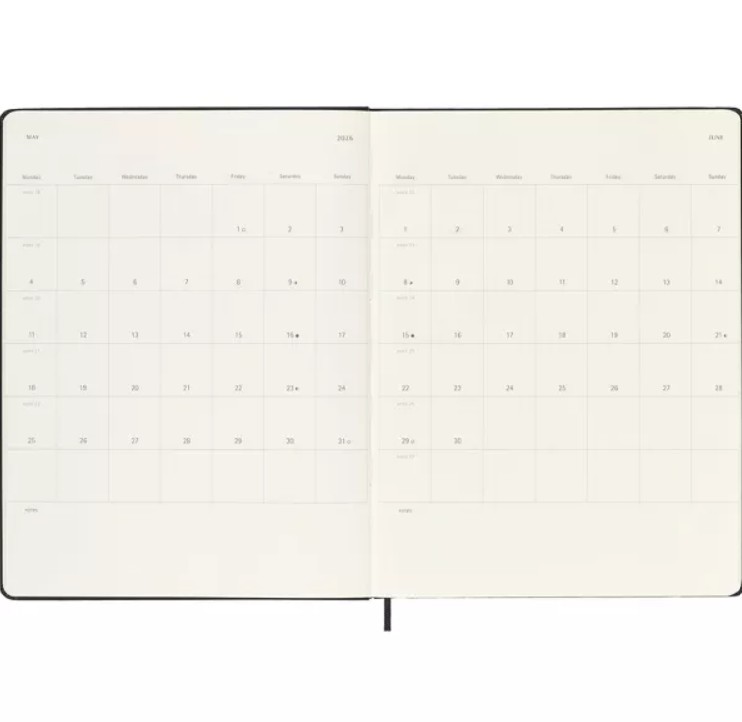 2025-26 Moleskine 18M Weekly Notebook Hard Cover Black, XL