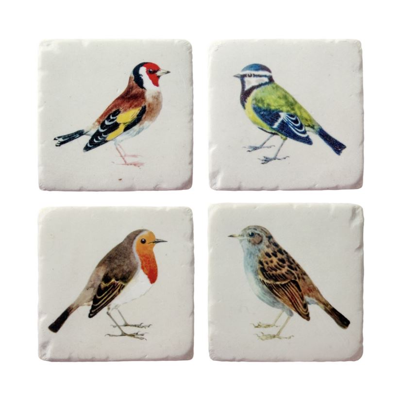 Klaasialuste komplekt Vintage Birds, 4tk