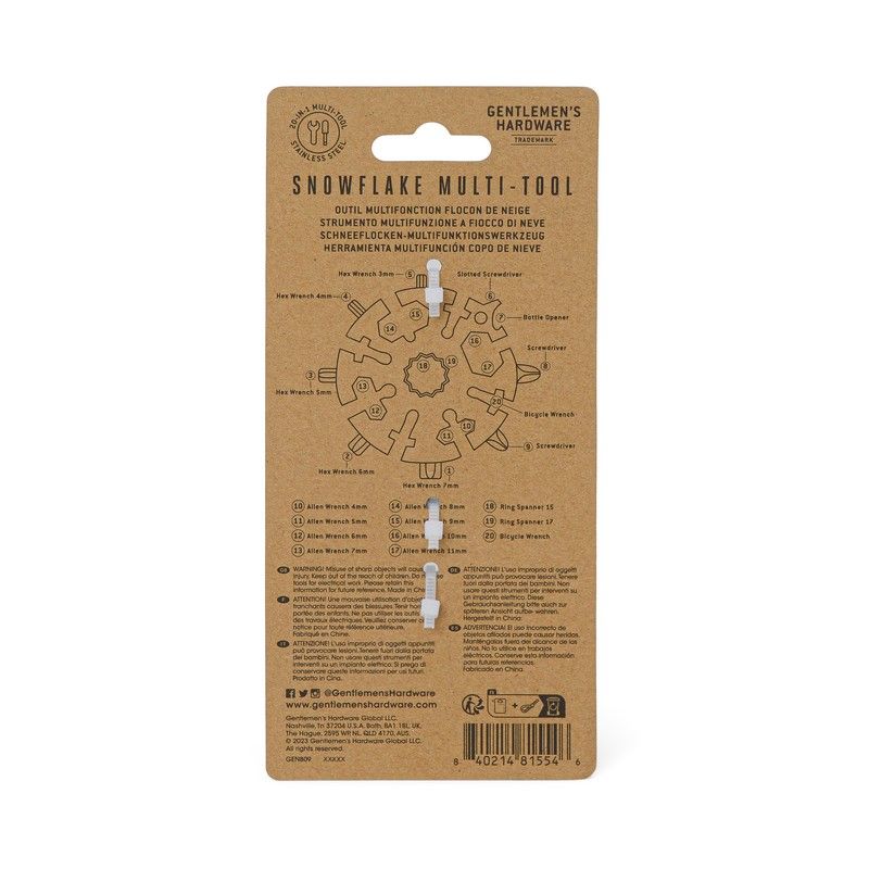 Gentlemen's Hardware multitööriist Snowflake, 20-in-1
