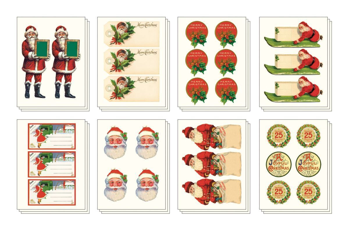 Kleebised plekk-karbis Vintage Christmas, 120tk