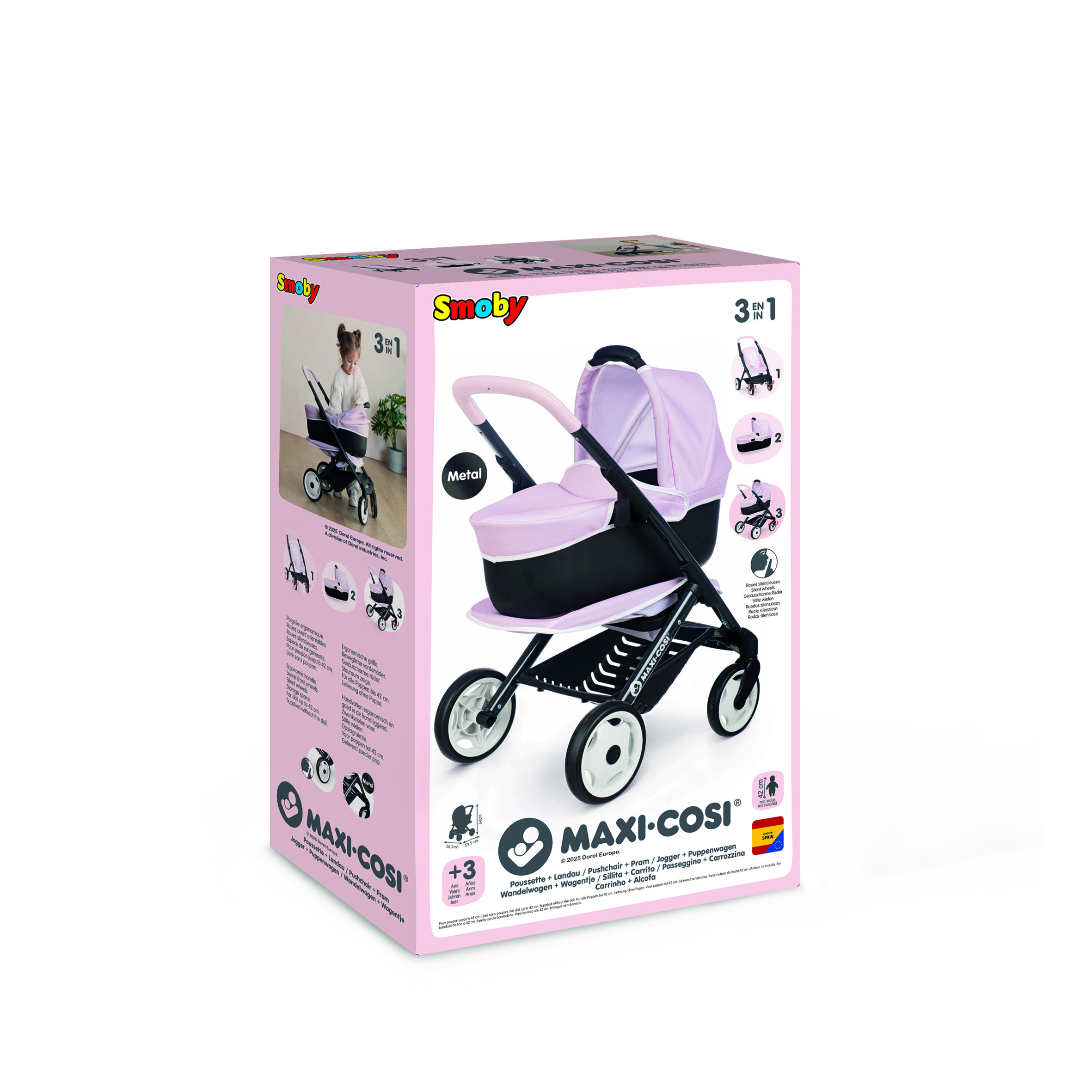 Smoby Maxi-Cosi kolm-ühes nukuvankri komplekt - roosa