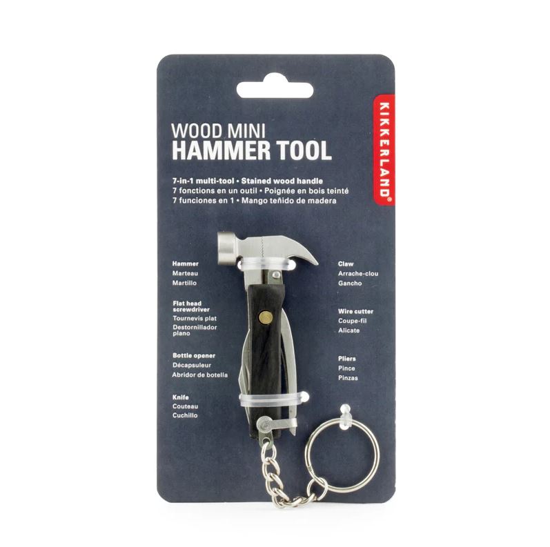 Multitööriist-võtmehoidja haamer 7-in-1 Black Wood Mini Hammer