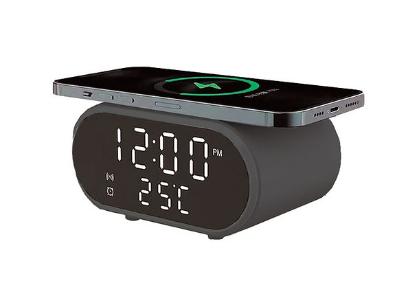 Lauakell Satzuma Wireless Charging Clock, juhtmevaba laadimisalusega