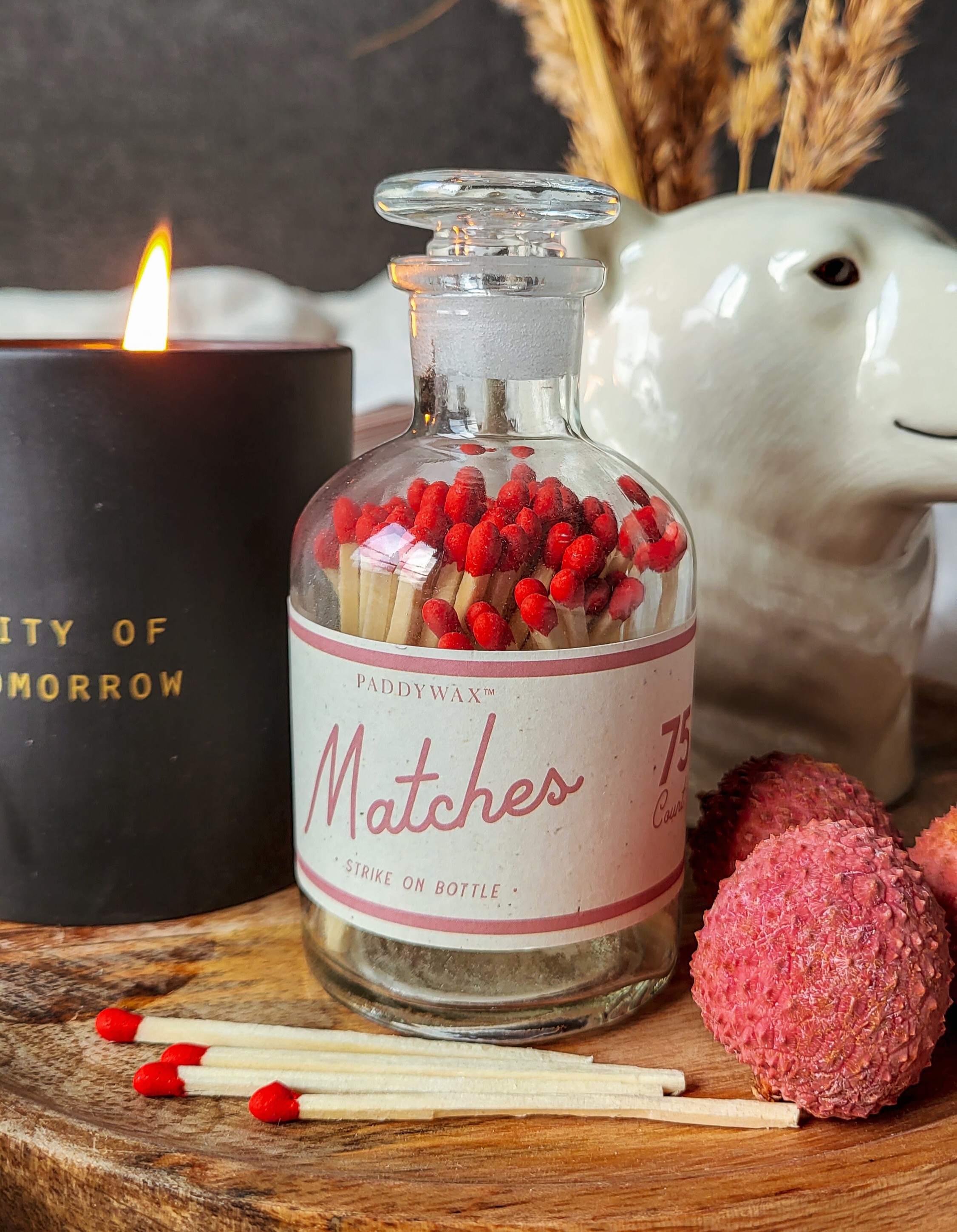 Paddywax tuletikud klaaspudelis, Matches, red, 75tk