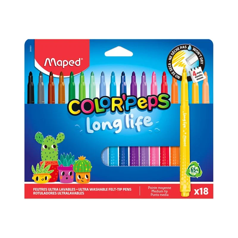 Viltpliiatsid Color Peps Long Life 2 18värvi, Maped