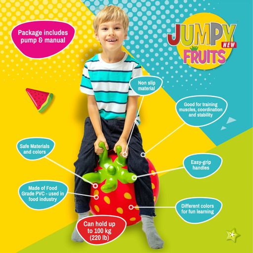 HÜPPEPALL JUMPY FRUITS, PUNANE MAASIKAS