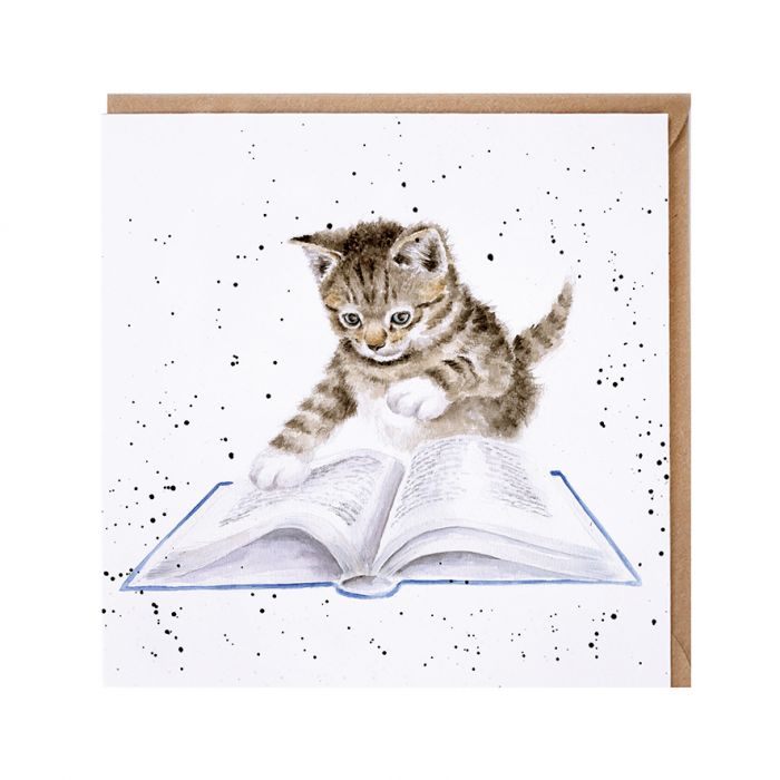 Wrendale õnnitluskaart The Bookworm Kitten