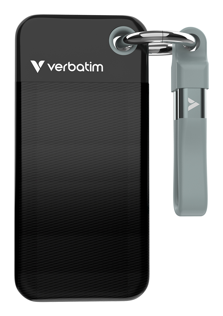 Kõvaketas väline SSD Verbatim Pocket SSD 2TB must/hall, USB3.2 Gen2 10Gbps, M.2, USB-C kaabel, Re1000MB/s Wr1000MB/s