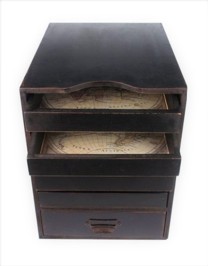 PUIDUST DOKUMENDISAHTEL, VINTAGE BLACK 26 X 35 X 33,5CM