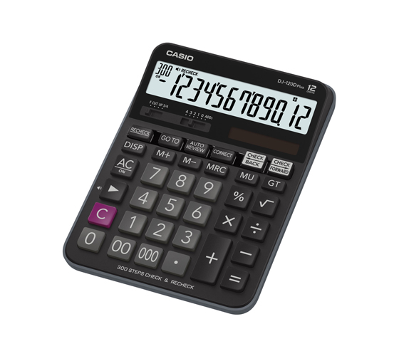 Lauakalkulaator Casio DJ-120DPlus Check&Correct - 12 kohaline, tava- ja päikesepatarei, Standardloogika, GoTo function, 192×144×34.6mm 205gr