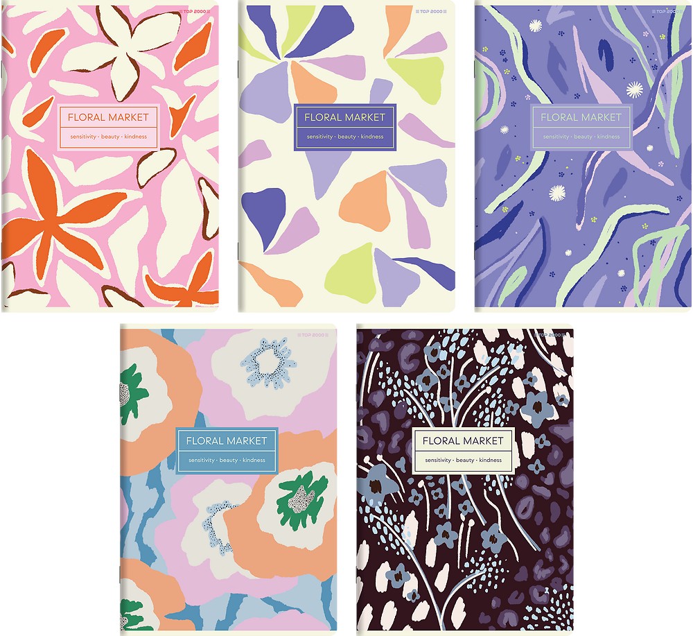 Kaustik A5 60l, 5x5 ruut, Floradelic, assortii, TOP-2000